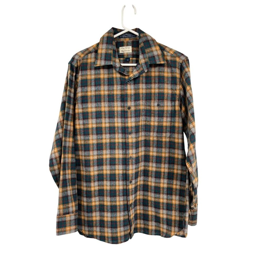 Vintage Allyn St George Mens M Plaid Wool Blend Shacket Shirt Made in Korea